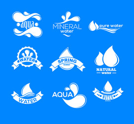 Blue logos set label for mineral water aqua vector