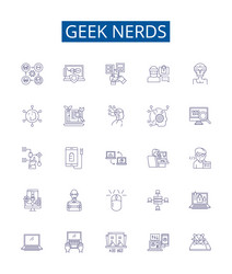 Geek nerds line icons signs set design collection vector