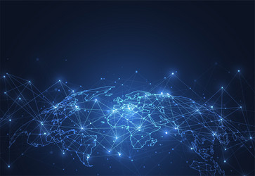 global network connection world map point vector image