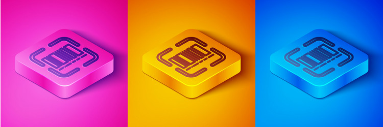 isometric line scanner scanning bar code icon vector image