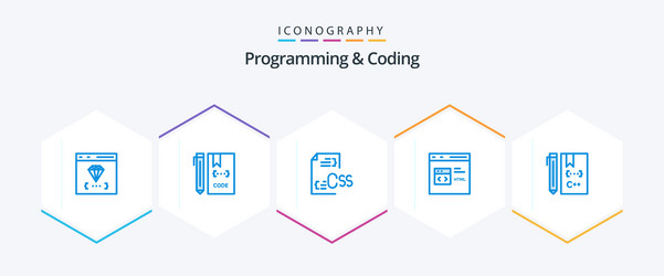 programming and coding 25 blue icon pack vector image