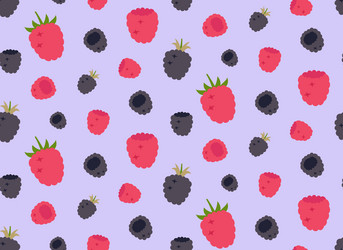 seamless pattern with raspberry and blackberry vector image