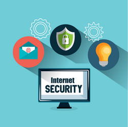 Computer display with internet security icons vector