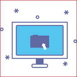 Computer with folder fill style icon vector