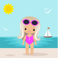 cute little girl on beach vector