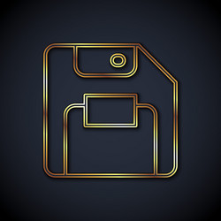 gold line floppy disk for computer data storage vector image