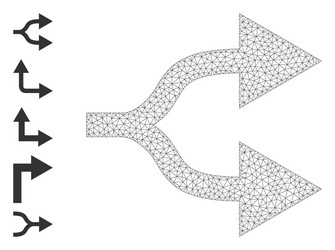 polygonal net split arrows right icon with simple vector image