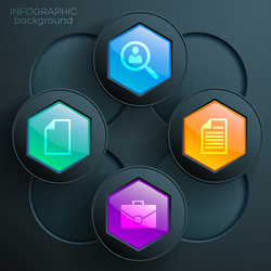 Round chart with 6 lettered elements hexagon Vector Image