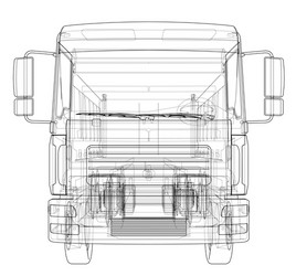 European truck outlined vector