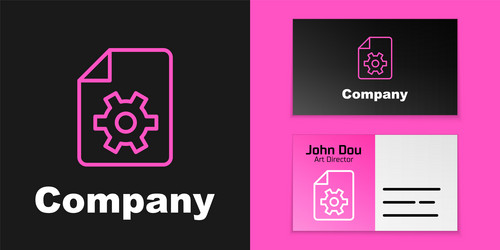 pink line document settings with gears icon vector image