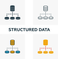 structured data icon set four elements vector image