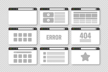 Web browser window pages layout with toolbar vector