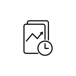 Web line icon clock and graph analytics vector