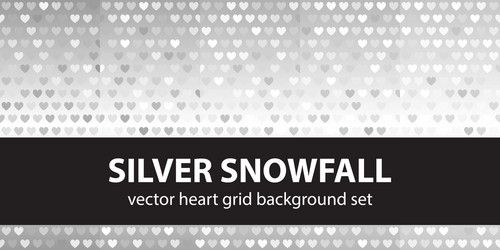 heart pattern set silver snowfall seamless vector