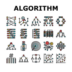 algorithm data technology ai icons set vector image