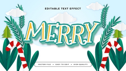 blue green and red merry 3d editable text effect vector image