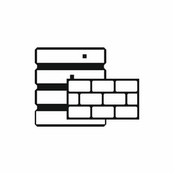 Database and brick wall icon simple style vector