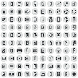 Smartphone 100 icons universal set for web and ui vector