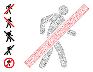 Web net stop walking man icon with simple glyphs vector