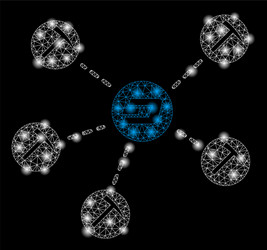bright mesh carcass dash mining network with flash vector image