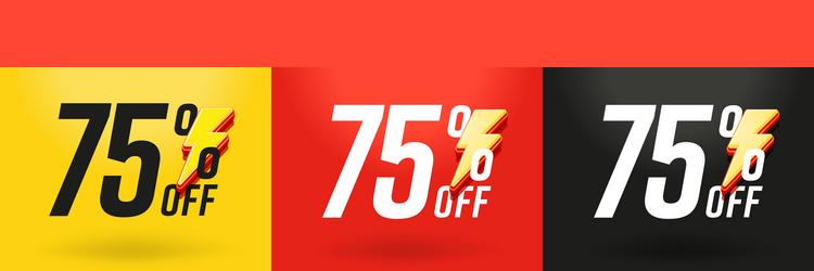 75 percent off flash sale discount offer vector