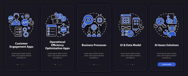 apps created with low code night mode onboarding vector image