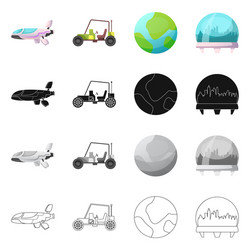 isolated object of mars and space icon set vector image
