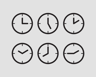 Black clock icon set Royalty Free Vector Image