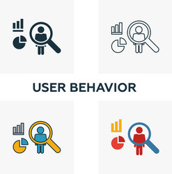 user behavior icon set four elements in different vector image