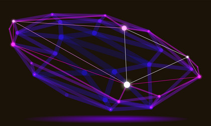 abstract 3d mesh shape dots connected with lines vector image