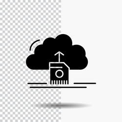 Cloud upload save data computing glyph icon vector