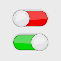 Toggle switch buttons on and off red green Vector Image