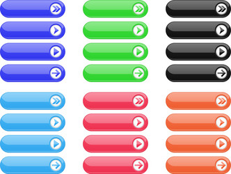 Interface buttons set colored oval icons vector