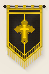 Medieval vertical banner with christian cross vector