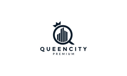 Q for queen building crown logo icon design vector