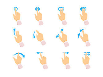 touch screen hand gestures set like swipe scroll vector image