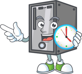 cpu cartoon character style with a clock vector