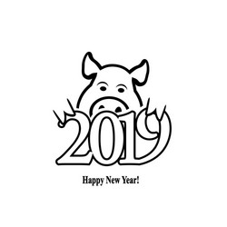 year of the earth pig 2019 on chinese calendar vector