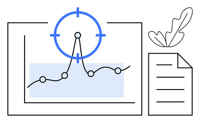 data analysis and targeting with line graph vector image