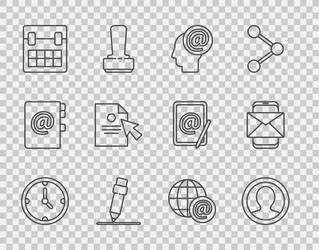 set line clock create account screen mail vector image