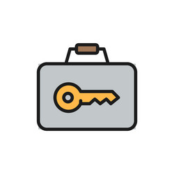 Briefcase with key luggage storage service flat vector