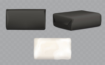 soap bars set lather piece with foam and wrapped vector