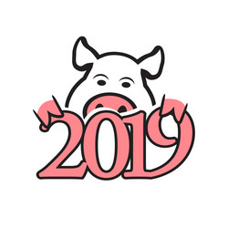 Year of the earth pig 2019 on chinese calendar vector