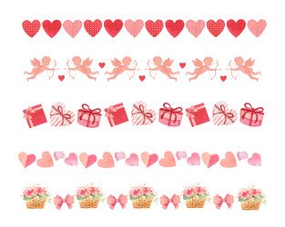 a set of watercolor borders for valentines day vector