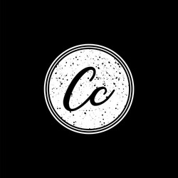c initial handwriting in black and white circle vector image