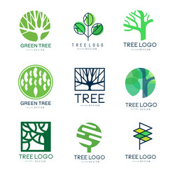 Tree logo original design set Royalty Free Vector Image