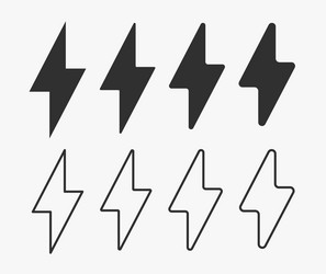 lightning icon symbol set line and glyph flash vector image