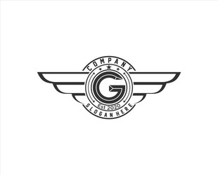 Retro wings badge with letter g vintage logo vector