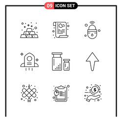 set 9 line style icons for web and mobile vector image