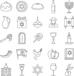 Hanukkah Icon Set - Outline Vector Image